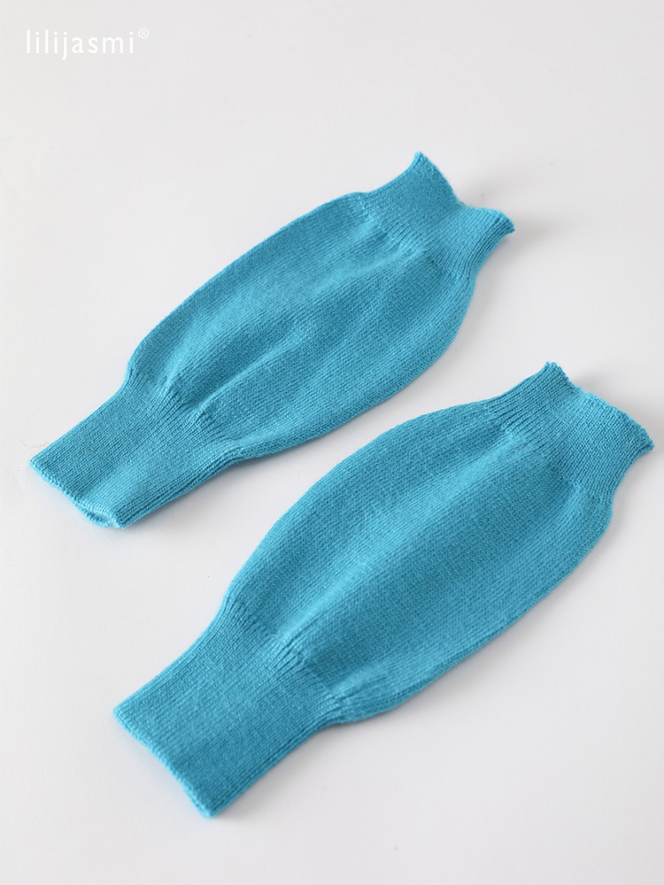 Verkoop Echt Fijne Schapen Wol Gezellige Mitt Blootgesteld Vinger Vrouwen Winter Herfst Gebreide Vingerloze Werkhandschoenen Pols Wanten Driver: 24 sky blue