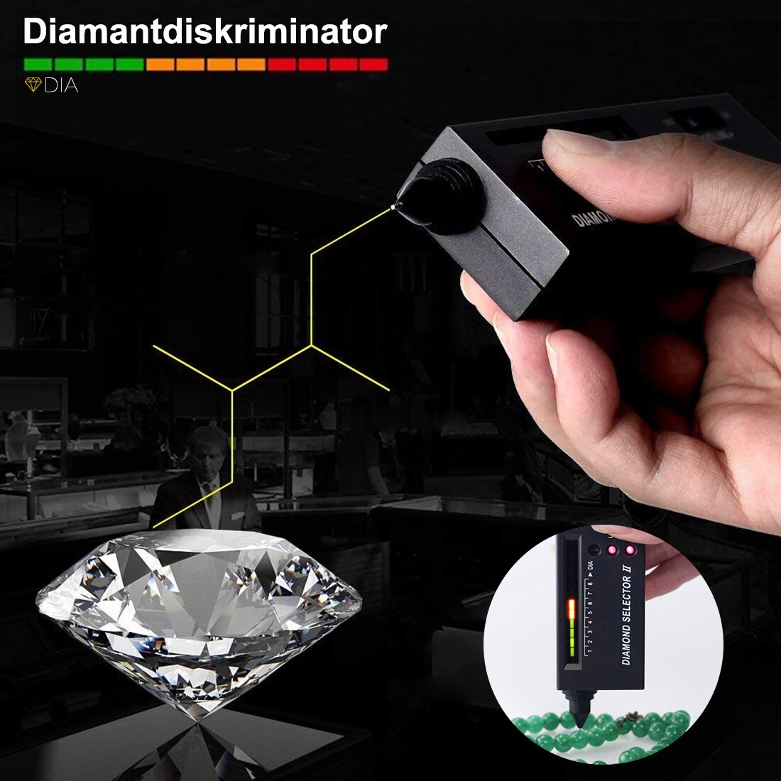 Digital Diamond Gems Tester Pen Portable Gemstone Selector Tool LED Indicator Accurate Reliable Jewelry Accuracy Detector Tool