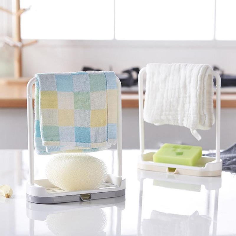 Kitchen Dishcloth Holder For Towel Rag Hanger Sink Rack Dish Organizer Shelf Cloth Dish Sponge Detachable For Bathroom V7J6