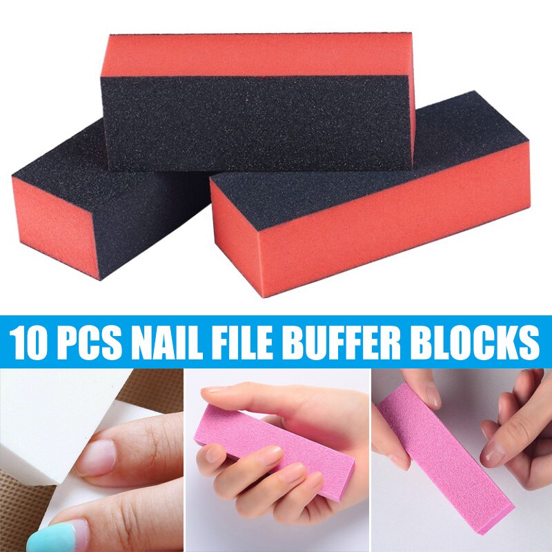 10 Stuks Nail File Buffer Blokken Pedicure Manicure Nail Art Slijtvaste Draagbare Tool Nail File Buffer Blokken Nail art EY669