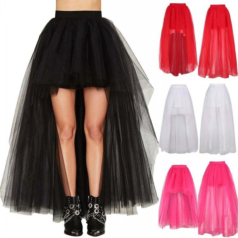 Jupon Long en Tulle noir, Rockabilly, 3 couches, haut et bas, jupe Tutu, slip, accessoires de mariage,