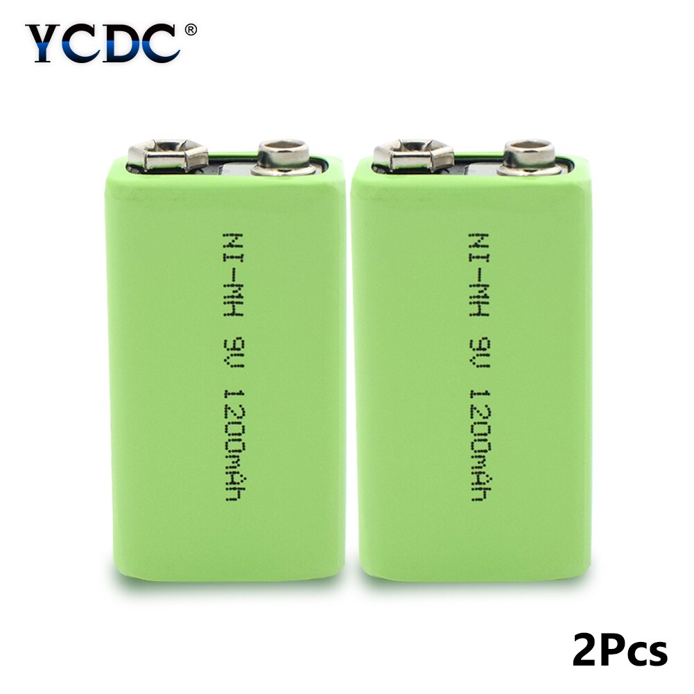 1/2/4 stuks Hoge Capaciteit 1200mah 9v Volt Oplaadbare Ni-Mh Batterijen 9 Voltage Nimh Instrumenten rookmelder Batterey Pack: 2 pieces