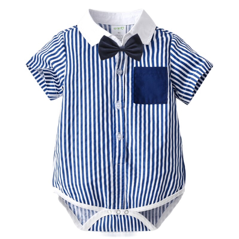 Bebê menino roupas de verão da criança menino bodysuit curto mangas compridas cavalheiro gravata borboleta camisa romper 2022 novo algodão infantil menino roupas: 23A183 / 3T(100)