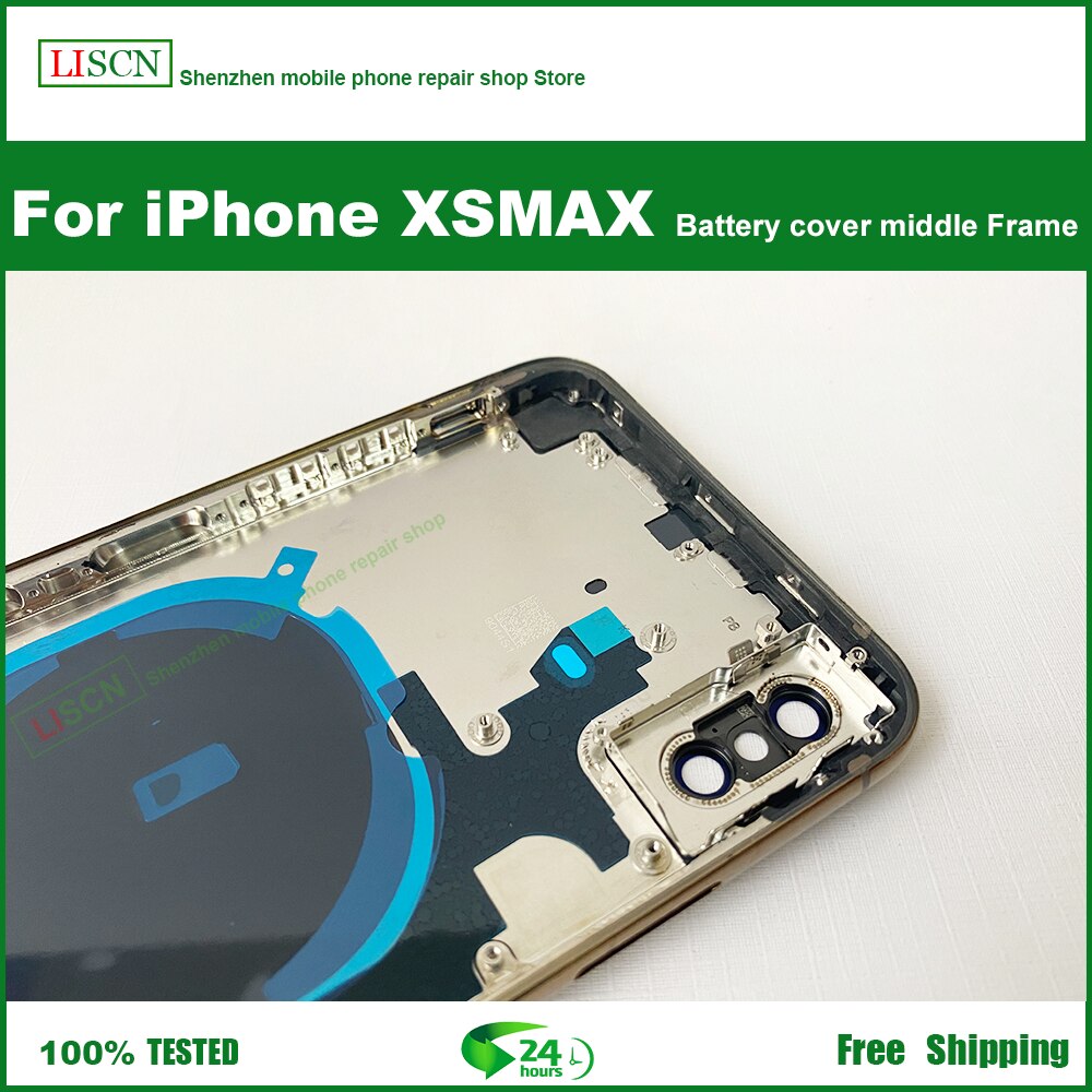 Voor Iphone Xs Xs Max Batterij Back Cover + Midden Chassis Frame + Sim Tray + Side Key Onderdelen Behuizing case Geen Flex Kabel +