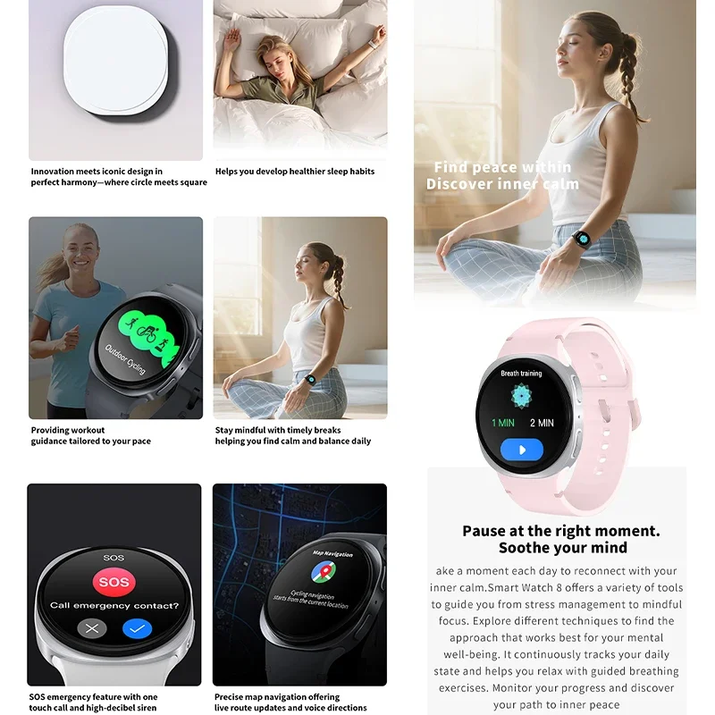 2026 Nuovi Orologi 8 mini accorto guarda GPS traccia Smartwatch impermeabile per uomo Donna saluto sport AMOLED Frequenza cardiaca Chiamata Bluetooth