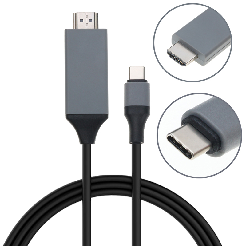 Kebidu 2 M 4K Type C Naar Hdmi Kabel Usb C Hdmi Kabel Converter Usb 3.1 30 hz Hd Verleng Adapter Voor Macbook Samsung S8: Black