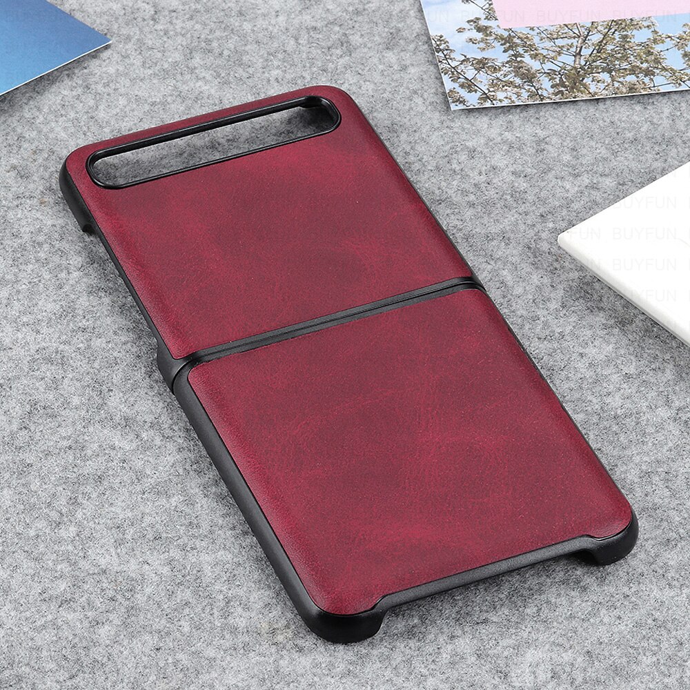 Opvouwbaar Leather Telefoon Case Voor Samsung Galaxy Z Flip Case Cover Voor Samsung Galaxy Z Flip Zflip Sm-f700 Shockproof Coque fundas: red