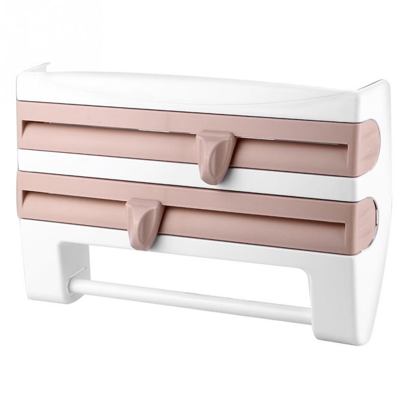 Soporte para pared de papel de cocina, organizador de cocina, dispensador de conservante, estante de almacenamiento para botellas de salsa de cocina, rollo de pared para almacenamiento de papel: Khaki