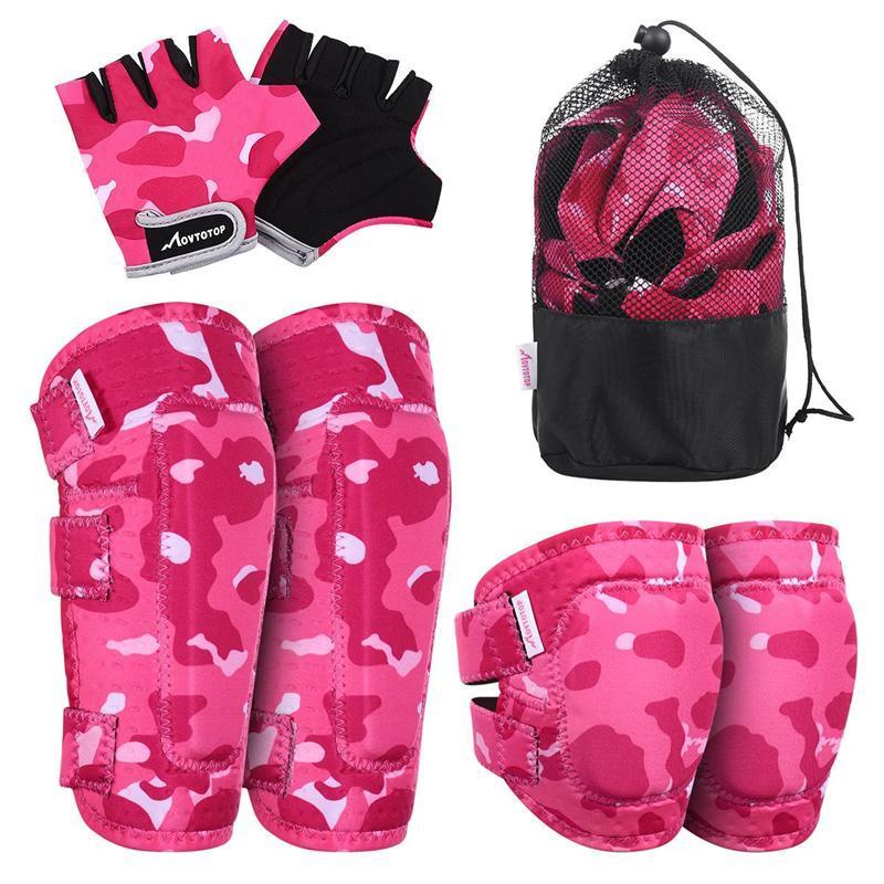 Children Knee Pads Set Kids Sports Knee Pads Knee Support Elbow Pads Gloves for Cycling Skateboarding: Pattern 5 / L/XL