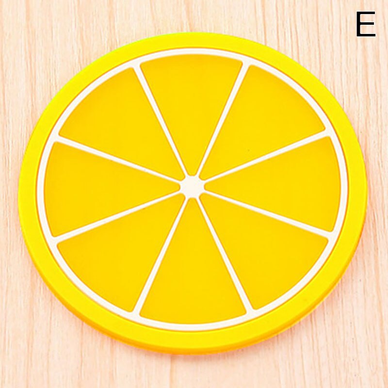 Cute Coaster Fruit Shape Silicone Cup Pad Slip Insulation Pad Mat Cup Drink Holder Placemat Mug Stand Home Kitchen Accessories: E