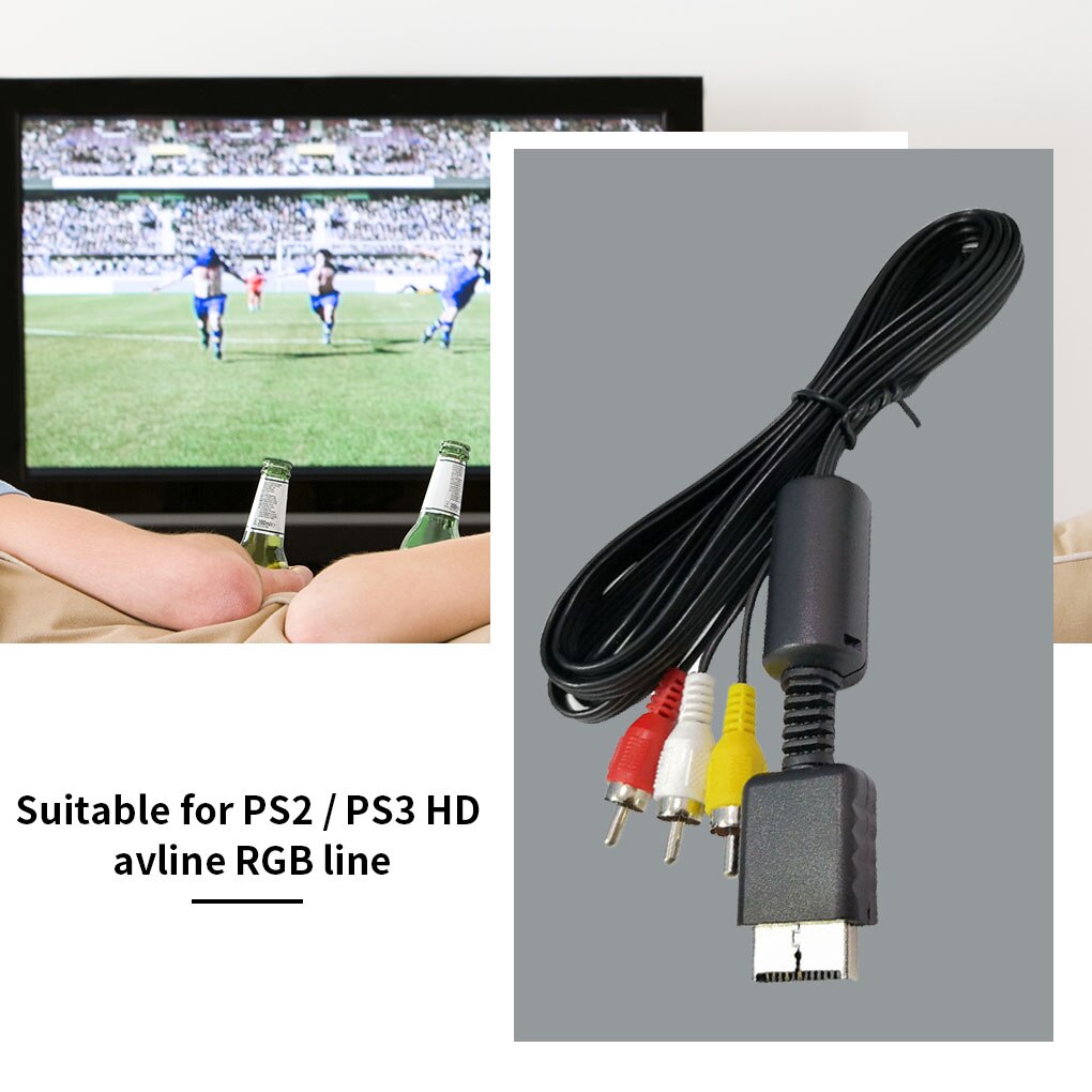 Audio Video AV Cable Cord Wire to 3 RGB TV Lead for Playstation PS2 for PS3 1.8m Console Cable