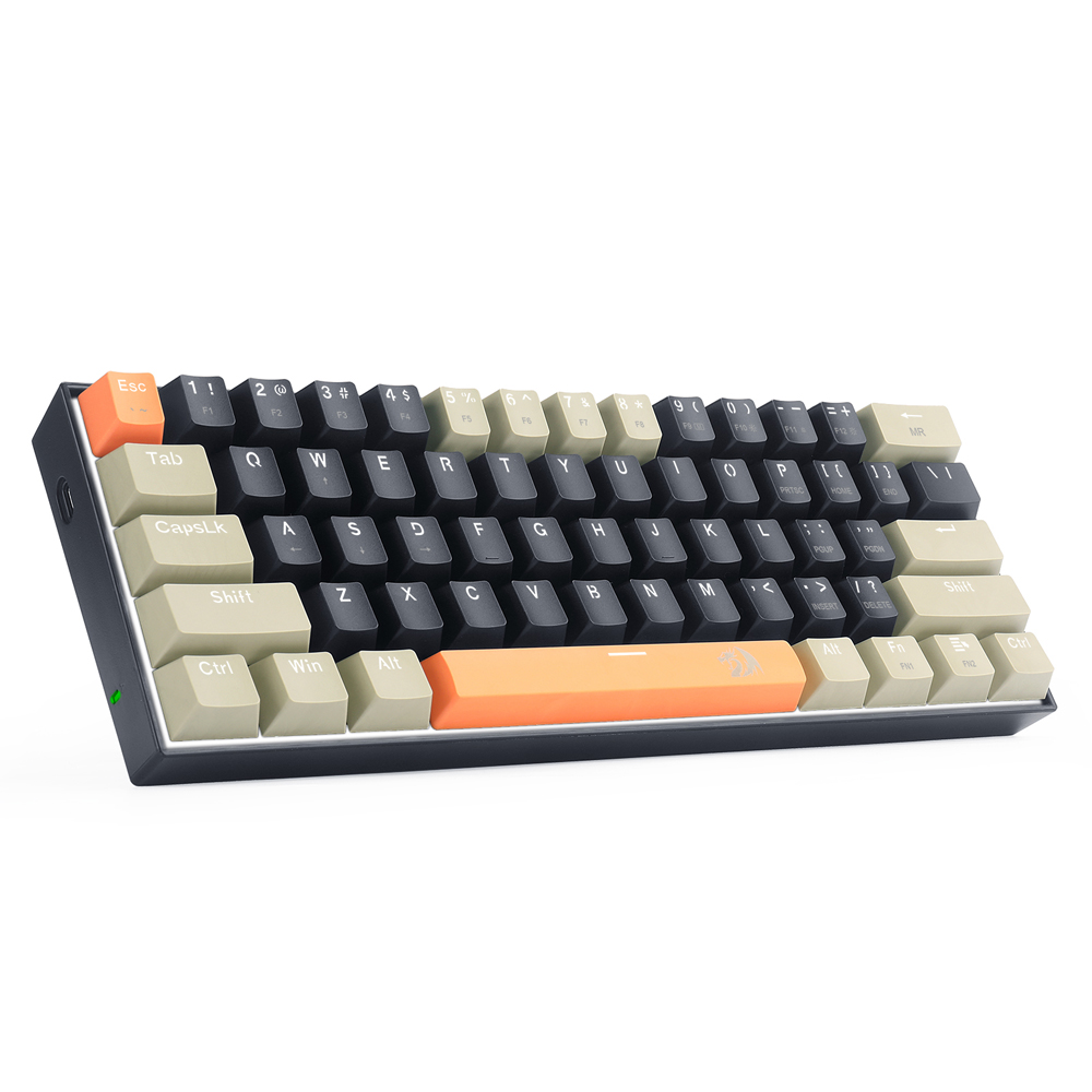 REDRAGON Lakshmi K606 USB Mechanical Gaming Keyboard Brown Switch 61 Keys Wired detachable cable,portable for travel: K606-OG-BK-GY