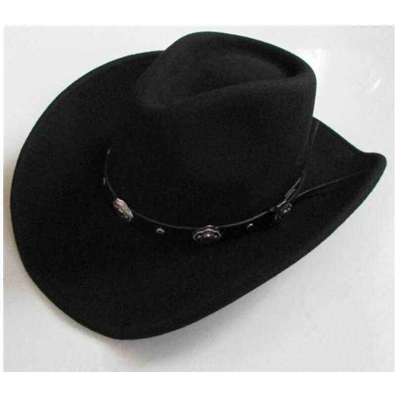 Czysta wełna wysokiej jakości kowbojski kapelusz mężczyźni Zachodni sombrero hombre cappello uomo kraj dziki zachód krowa chłopiec kapelusze dla kobiet: czarny / S(54-56cm)