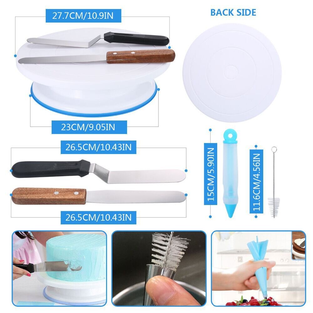 90 Pcs Baking Tools Set Cake DIY Utensil Decorating Turntable set Stainless steel Cake Make supplies for Carving Friut Pitting