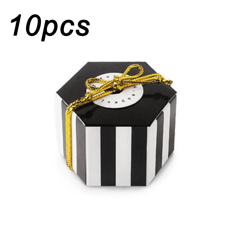 10pcs Kraft Paper Unicorn candy box Bags Sweets Candy Packing Pouches wedding baby kid birthday party decor Wrapping Supply: black stripe cadybox