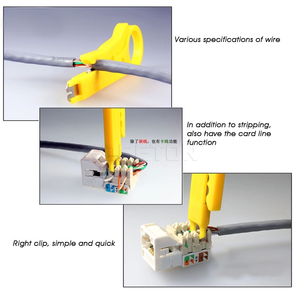 kebidumei Rotary Punch Down Network UTP Cable Cutter Stripper Punch Down Wire Tools RJ45 Cat5 RJ12 RJ11