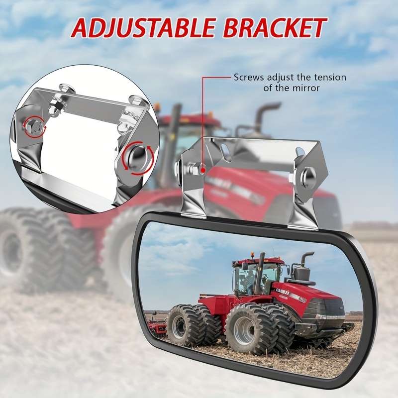 Convex Safety Mirror with U-Shaped Bracket | Wide-Angle View for Blind Spot Reduction | For Tractors, Forklifts, Trucks, Boats
