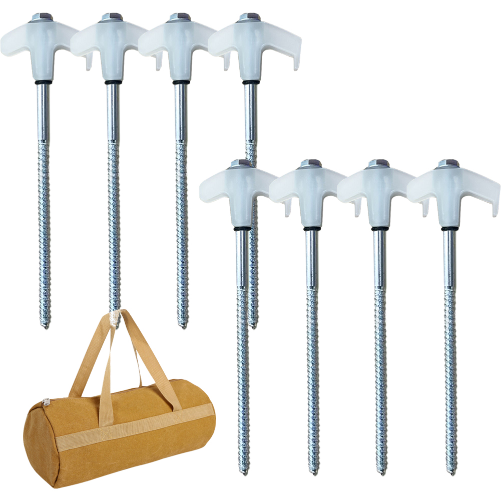 4/8PCS Screw-in Tent Stakes Ground Anchors metal Steel Hexagonal Plastic Head Spiral Screws Camping Peg Ground Nails Tool: Burgundy