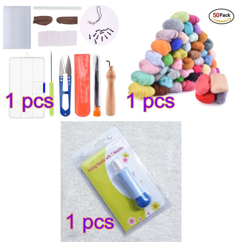 Kit de fieltro de lana para Kit de fieltro, 36/50 colores, herramientas artesanales, materiales de fieltro hechos a mano, conjunto de aguja artesanal para principiantes: 50 Felt Tool Needle