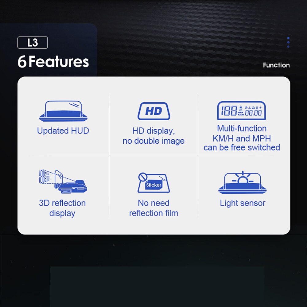 5inch HUD Mirror Car Head Up LED Windscreen Projector Display Digital Speed Projector Security Alarm Data Diagnostic Tool