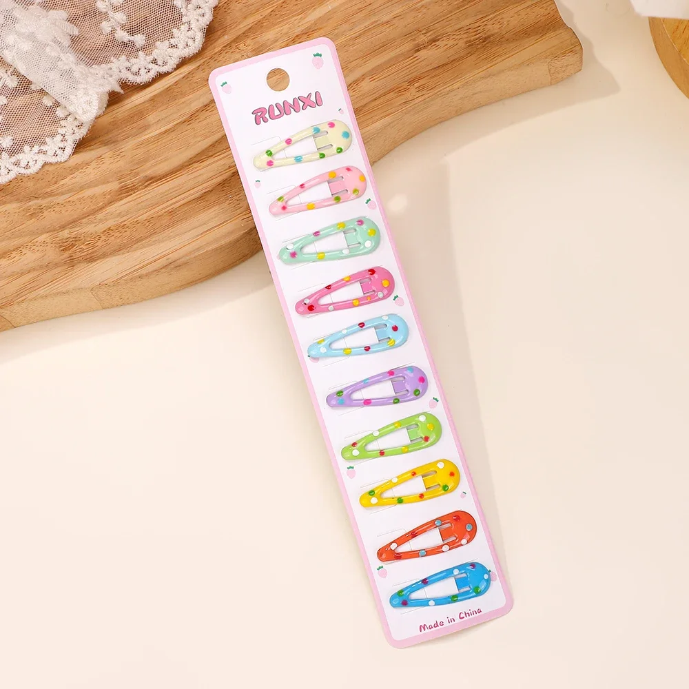 10Pc/Lot Ins 2.2inch Flower Print Cotton Alloy Hair Bow Snap Clips Set Fabric Plaid Bobby Hairpins Hairgrips Girls Kids Headwear: Ginger