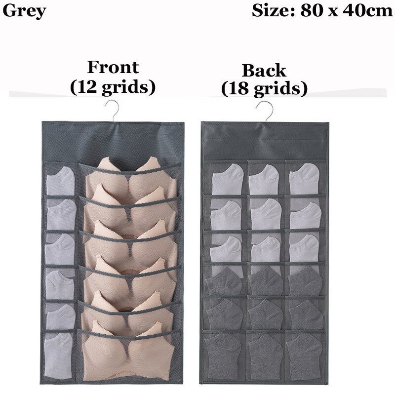 Double-sided Mesh Wardrobe Storage Hanging Organizers For Underwear Bra Socks Necktie Folding Closet Clothing Rack Hanger: C14