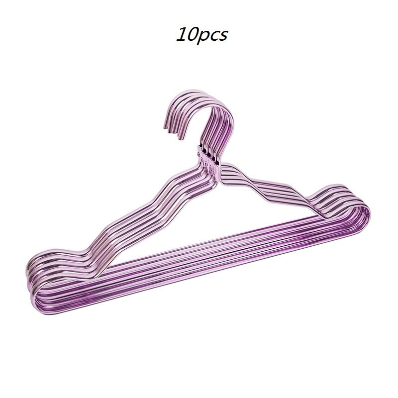 Cintres métalliques pour vêtements, 20 pièces, en alliage d'aluminium, support de séchage antidérapant, épais et coupe-vent, pour sous-vêtements, ceinture, manteau: Violet-10pcs