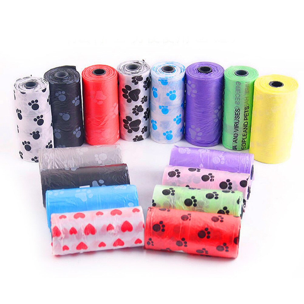 Print Pet Waste Paw Bag 15pcs/Roll Pet Waste Bag 6x2.5cm Strong Load-bearing DC156: Default Title