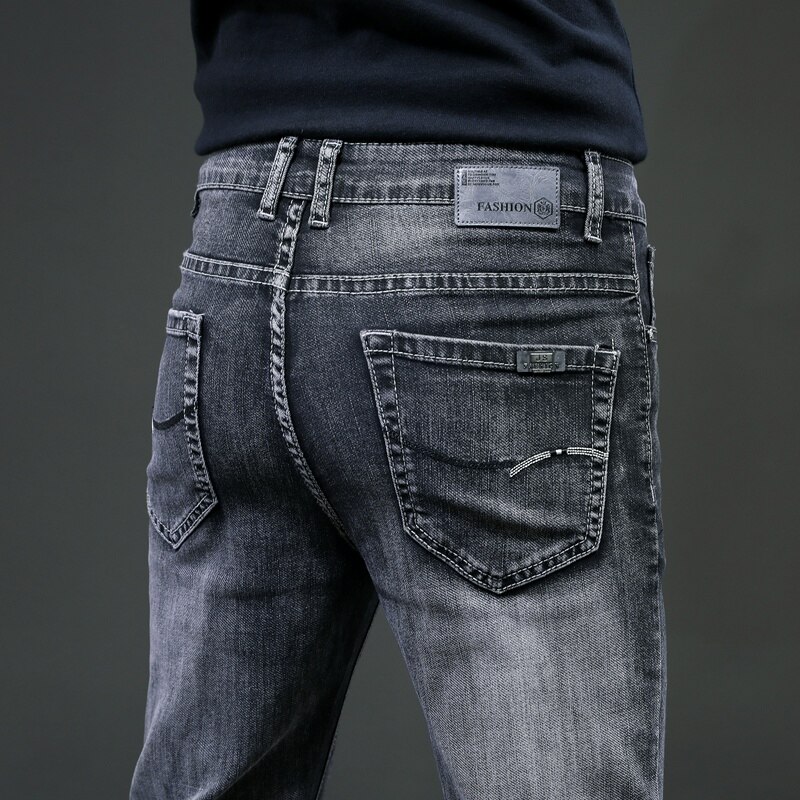 Kstun herrejeans almindeligt snit business casual straight fit mørkegrå stretchjeans til mænd gode herrebukser homme 40