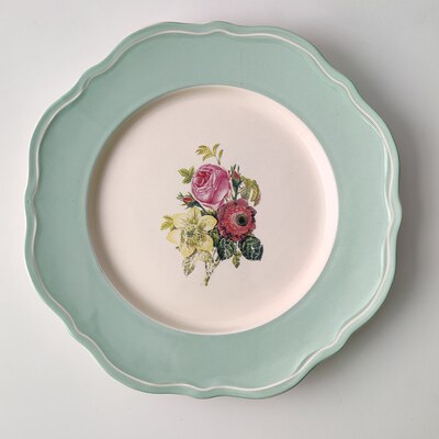 Plato de pastel Vintage, platos de postre de cerámica estilo Pastoral, plato de cena, servicio doméstico, vajilla, platos Retro de boda: 10inch green