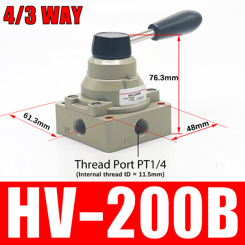 Manuel ventil/manuel kontakt/manuel retningsventil/manuel styringsluftventil hv -02 hv-03 hv-04 trevejs firevejsventil: Sort