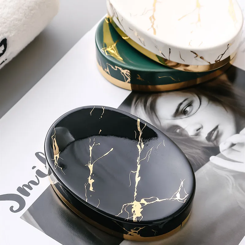 Marmor Streifen Keramik Badezimmer Seifenschale Restaurant Hotel Seifenaufbewahrungsartikel Toilettendekorationen Haushaltsseifenkiste