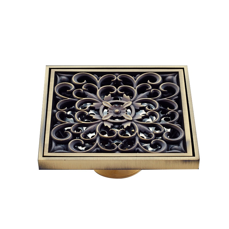 Golvbrunnar antik mässing dusch golvbrunn badrum deodorant euro fyrkantig golvavlopp sil täcka galler avfall  pf92807