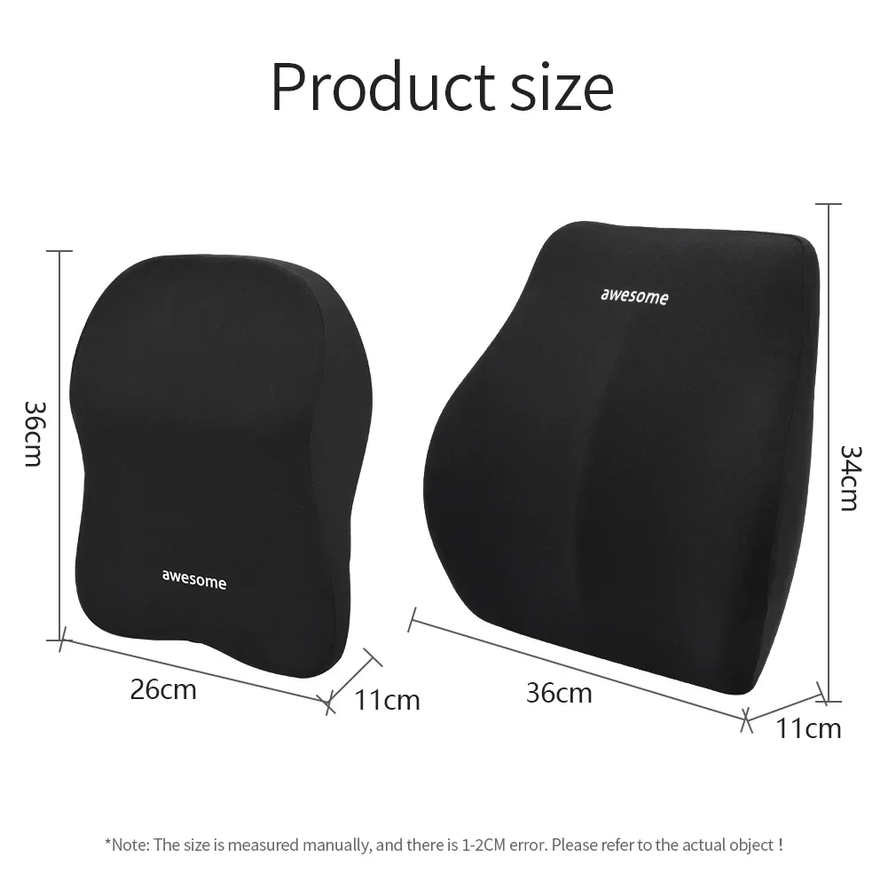 Reposacabezas de coche, almohada para el cuello, soporte lumbar, soporte lumbar, almohadilla lumbar montada en el coche, soporte lumbar, cojín de asiento de algodón con memoria