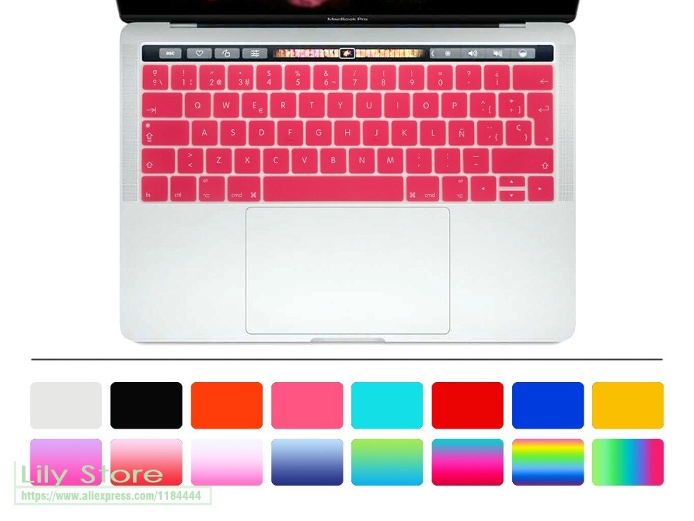 Dla MacBook Pro 13 A1706 Pro 15 A1707 2016 2017 wersja z touch bar 2017 hiszpański europejskiej osłona klawiatury klawiatura Protector