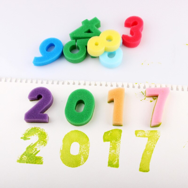 10 stk nummer graffiti fingermaling gjør-det-selv låve tegneleker baby morsomme flerfarge stempler årgang håndverk leketøy blekkblokk scrapbooking