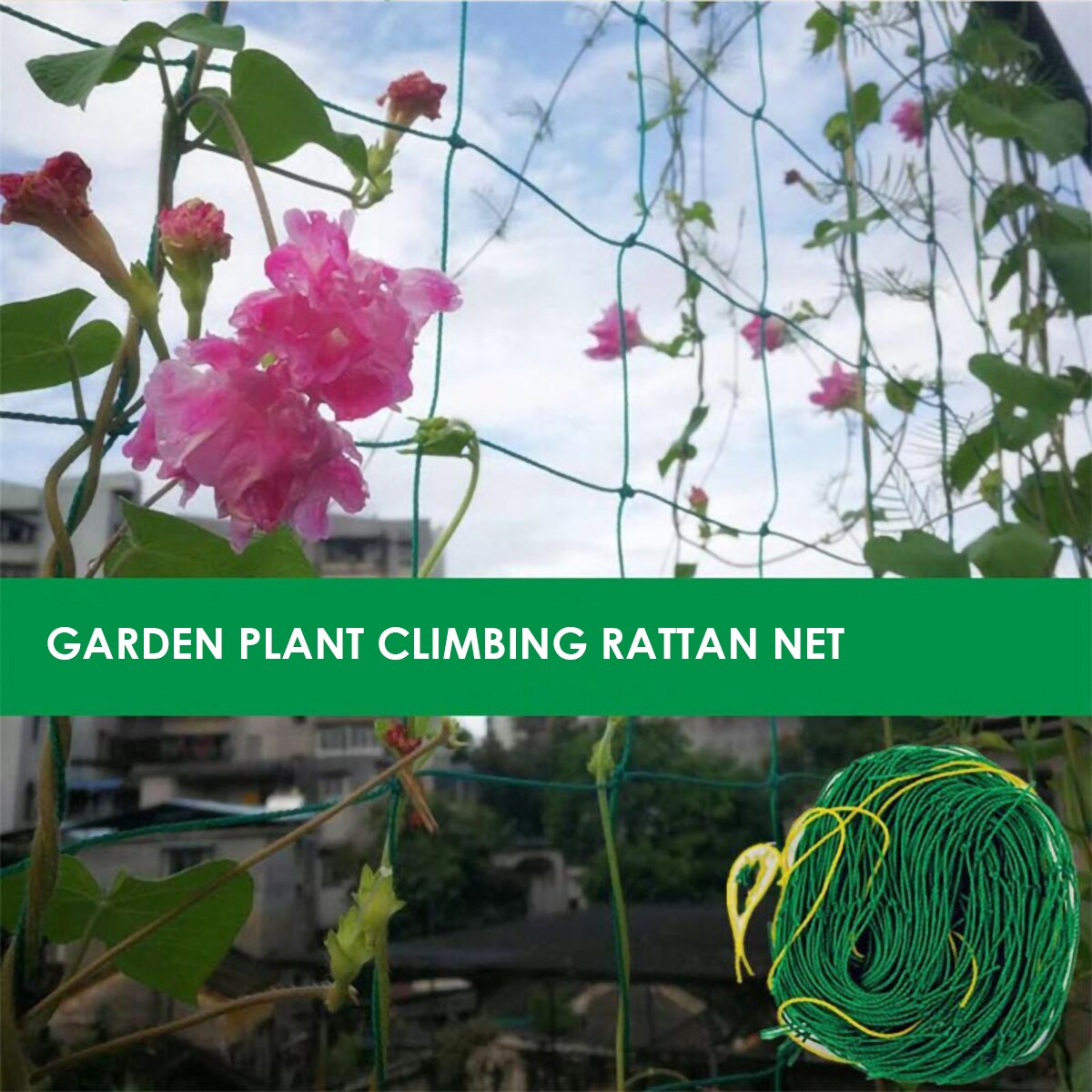 Hage grønne planter klatrenett mesh støtterett klatring bønneplante garn vokser netto tykkere linje til agurkedrue