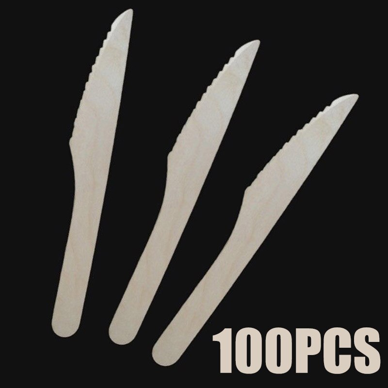 100 stk/posere engangs westernmatbestikkgafler i tre skjeer festdessert kakebestikk servise til bryllupsfestrekvisita: 140mm bestikk