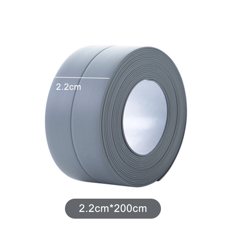 Bathroom Stickers Shower Sink Bath Sealing Strip Tape White PVC Self adhesive Waterproof Wall Sticker for Bathroom Kitchen: gray 2.2x200cm