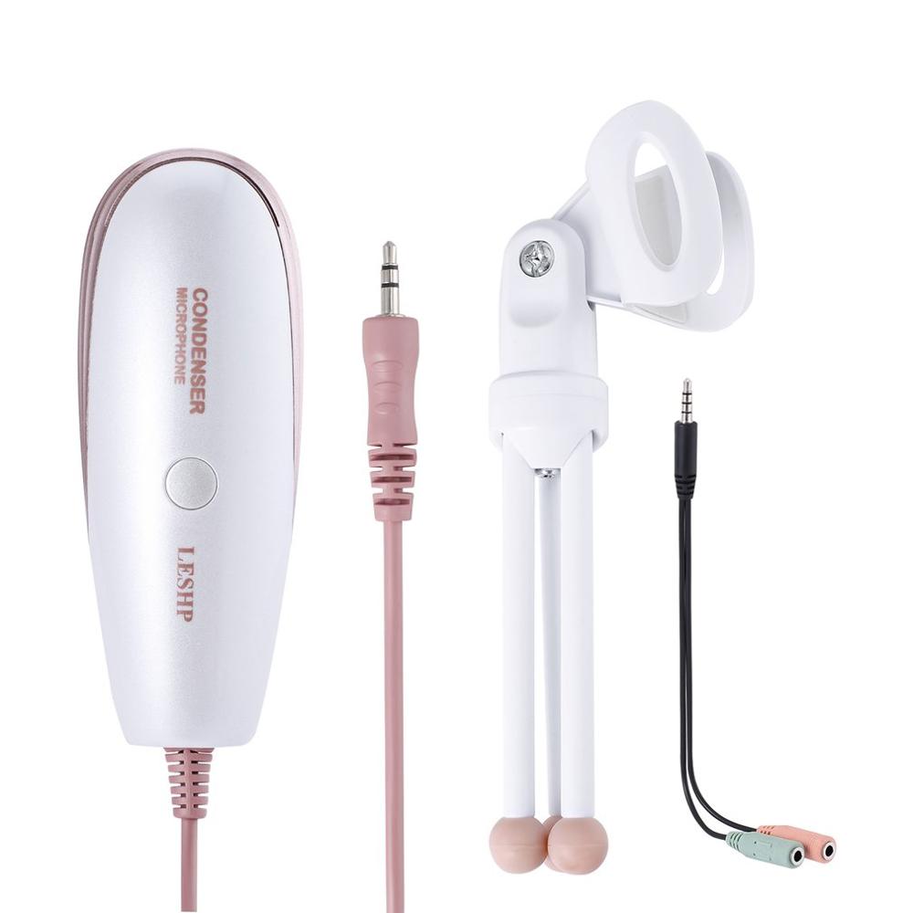 3.5mm Condenser Microphone Adjustable Streamline Studio Recording with Headphone Splitter for Video Chatting Singing