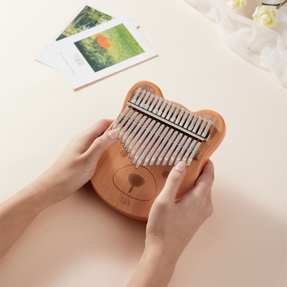 Kalimba Carimba de 17 teclas, Piano de pulgar de madera maciza completa de haya, Gato/oso, 17 llaves, instrumento Musical mbira, Piano de dedo de la mejor