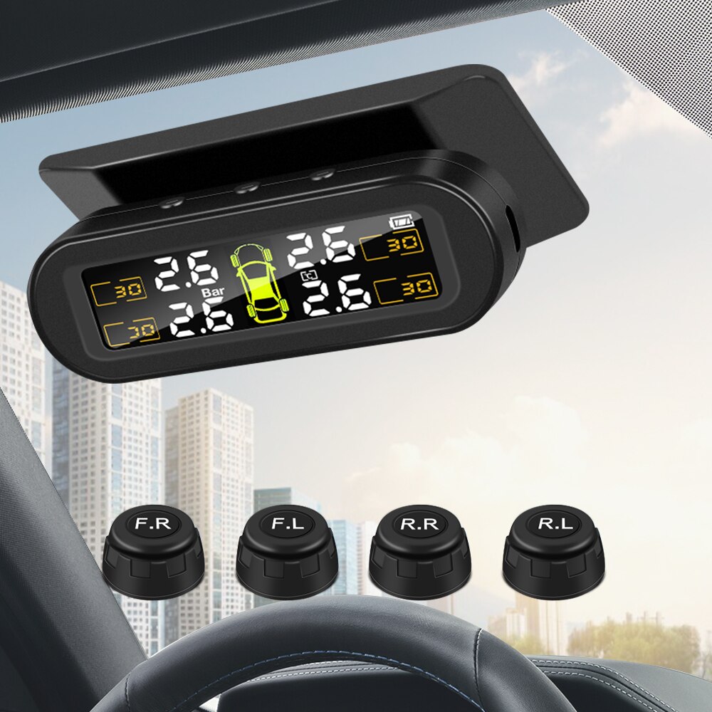 Sensor de presión de neumáticos TPMS para coche, carga Solar USB, sistema de monitoreo Psi, herramienta de alarma de seguridad para neumáticos, sensores de presión para neumáticos en tiempo Real presion neumaticos