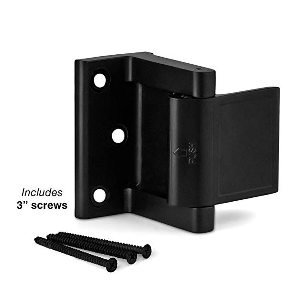Home Security Zinc Aolly Door Reinforcement Lock Door Stopper Reinforcer Privacy Door Latch: black