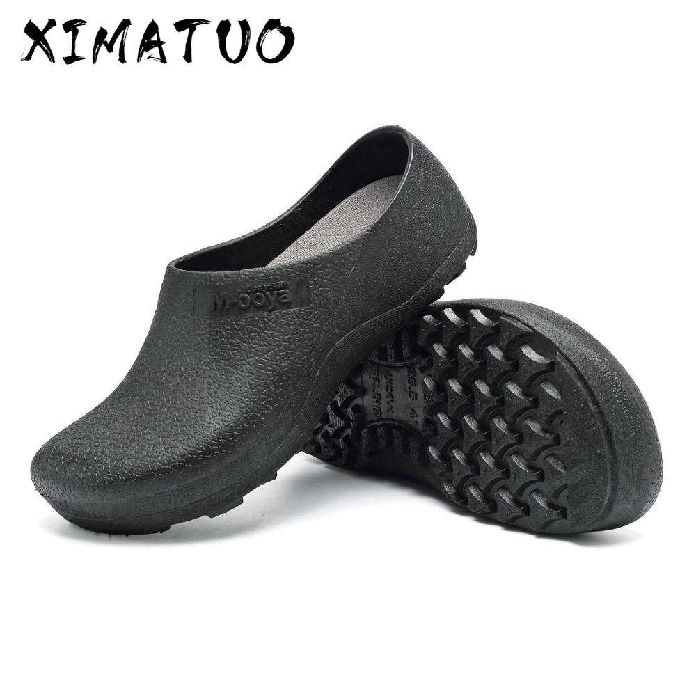 Hotel Kitchen Clogs Non-slip Chef Shoes Casual Flat Work Shoes Breathable Resistant Kitchen Cook Working Shoes Size Plus 37-46