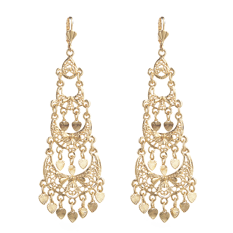Boucles d'oreilles de luxe à pampilles de couleur dorée pour femmes, bijoux de Banquet à la , crochet français,