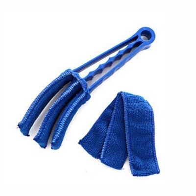 Window Blinds Cleaning Brush Microfiber Air Conditioning Duster Cleaner Removable Venetian Blind Blade Cleaning Cloth Washable: Blue