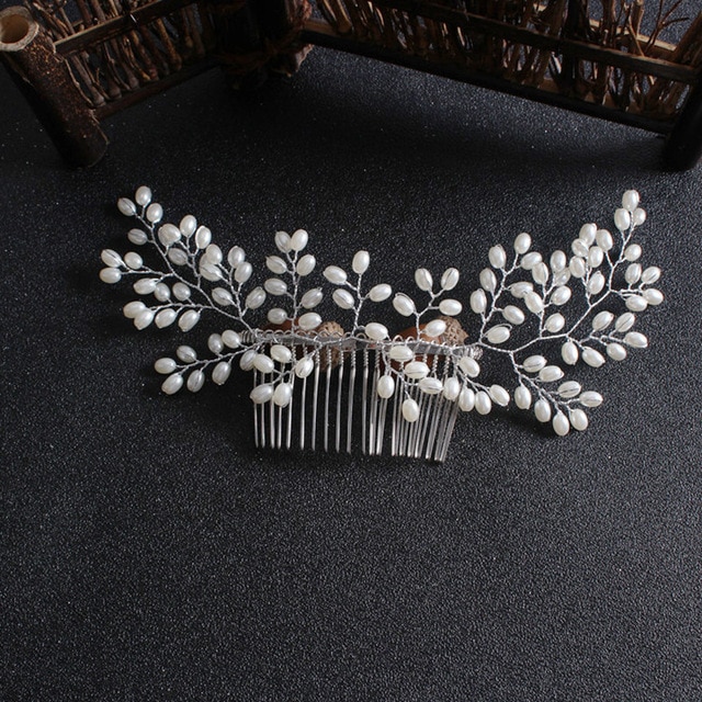 Peigne pour coiffure de mariée, magnifique accessoire de cheveux, à clips, bijoux avec perles, ornements de cheveux