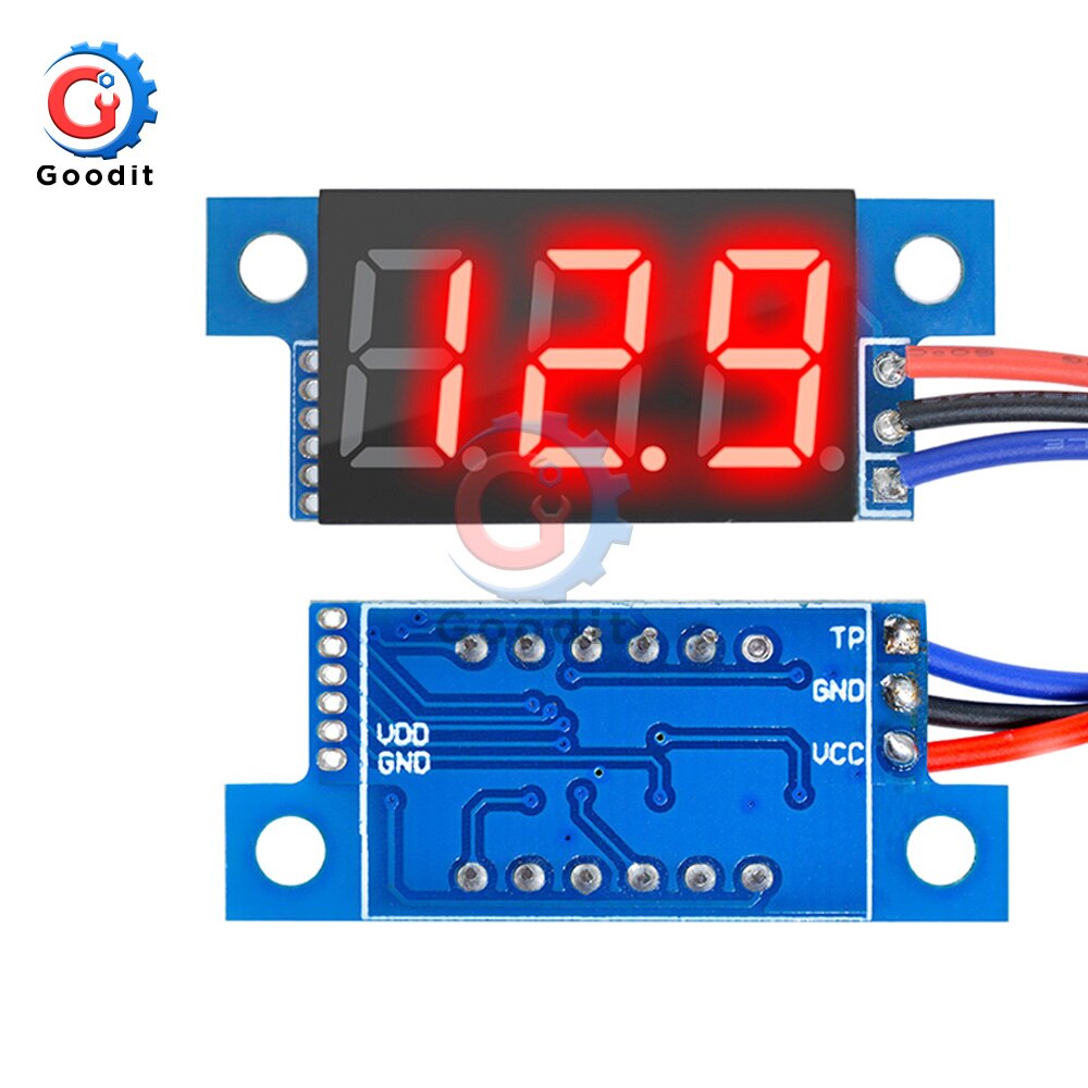 LED Mini Digital Voltmeter Blue/red/green LED Display Volt Meter 0.36 Inch DC 0-100V Gauge Volt Voltage Panel Meter 3 wires