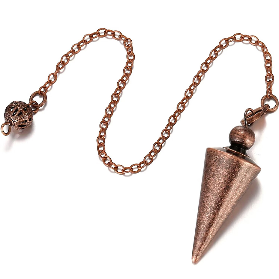 100%  koperen metalen pendel voor waarzeggerij, wichelarij, reiki, spirituele antwoorden, metafysische esoterische pendel  x024: Rhodium geplateerd