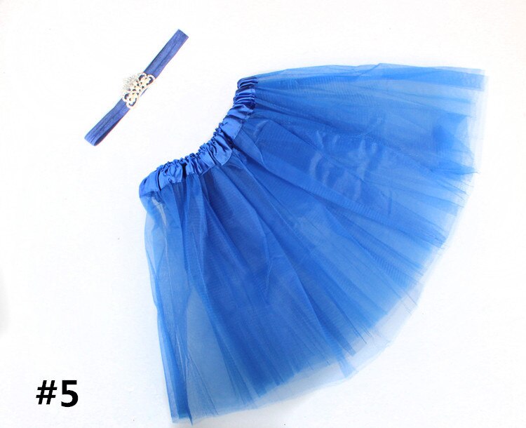 Kroon Haarband Baby Pak Kinderen Tutu Rok Haarband Pak Baby Fotografie Gaas Rok Infant Tulle Rok: Blauw